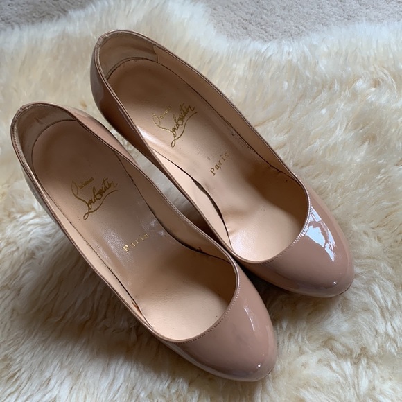 Christian Louboutin Nude Beige New Simple Patent Pumps Heels Shoes 37.5 - Picture 5 of 16